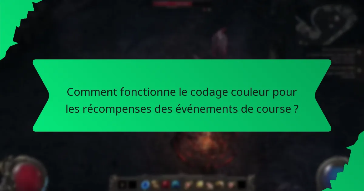 Comment fonctionne le codage couleur pour les récompenses des événements de course ?