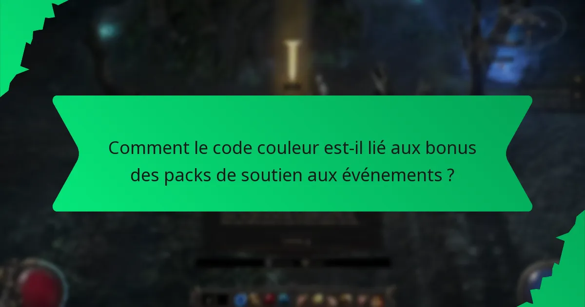 Comment le code couleur est-il lié aux bonus des packs de soutien aux événements ?