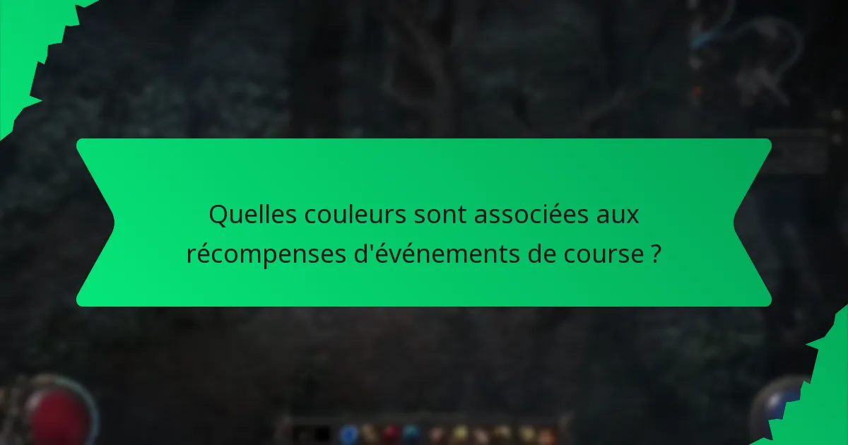 Quelles couleurs sont associées aux récompenses d'événements de course ?